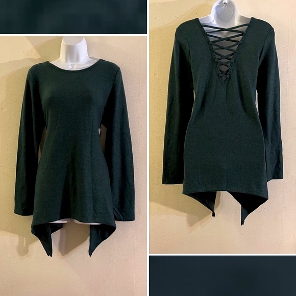 Torrid Plush Dark Green  Lattice Back Top/Sweater - Picture 5 of 10